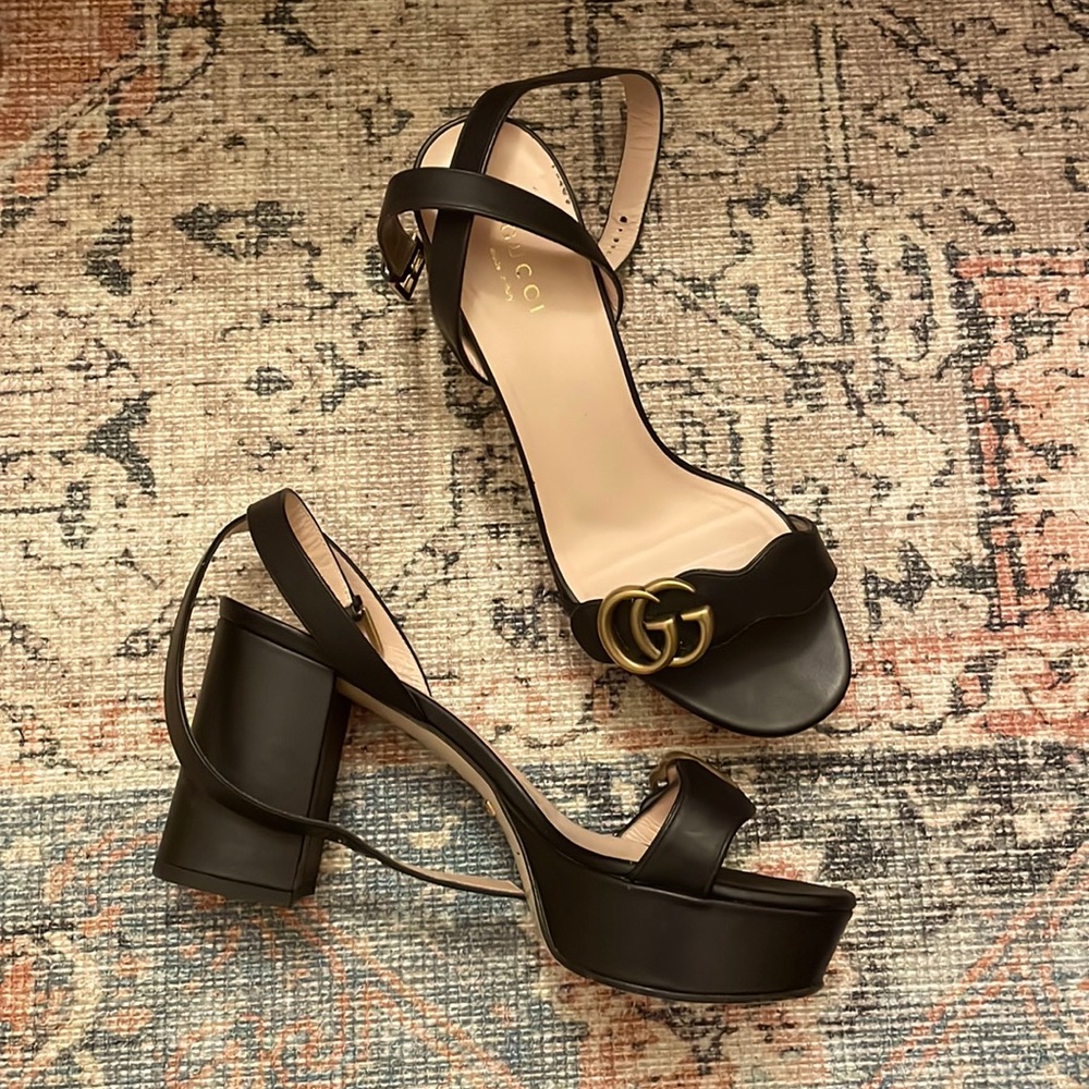 Gucci Marmont Leather Platform Sandal